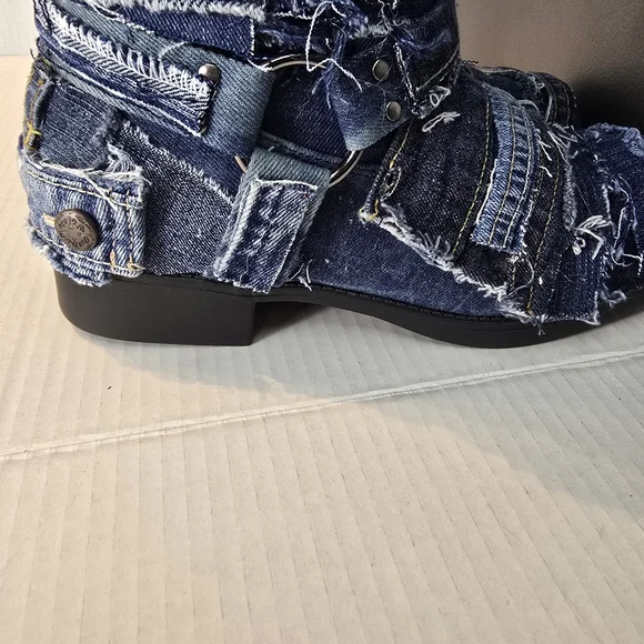 Custom Patchwork Denim Boots - Picture 5 of 8
